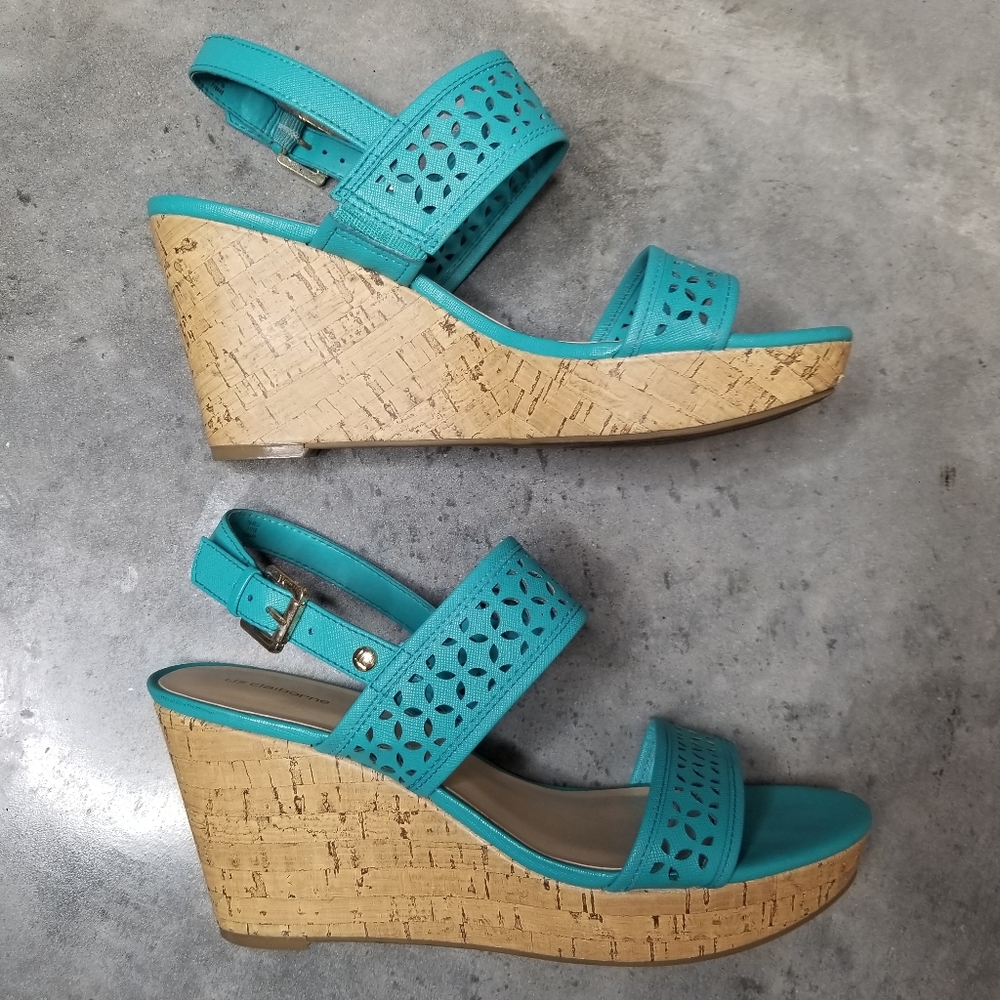 LIZ CLAIBORNE | Wedge Sandal Teal Green Blue Color